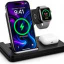 Foldable 3 in 1 Wireless Charging Station for Apple Magsafe Charger Stand,Fast Magnetic Wireless Charger Station for iPhone 17 Air 16 15 14 13 12 Series,Airpods Pro,Apple Watch Ultra