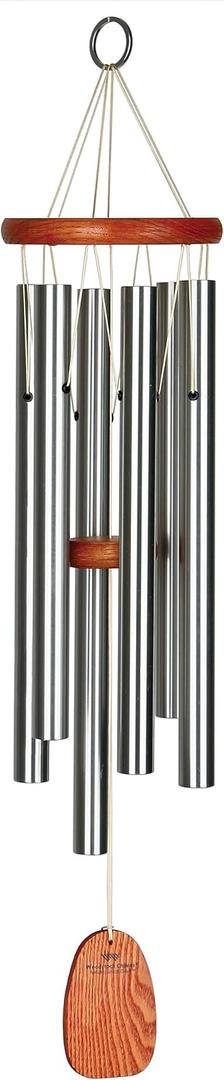 Woodstock Wind Chimes Original Amazing Grace Chime, Memorial Chimes for Outside, Outdoor Decor for Patio, Porch, Garden, Sympathy Chime, Silver, 24"