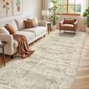 4x12 Runner Rug for Hallway, Low-Pile Wide Runner for Entryway, Long Washable Non-Slip Kitchen Rug, Soft Modern Home Decor Mat for Living, Laundry Room(4'x12', Brown/Ivory)