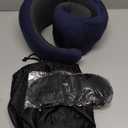 Vzpeun Travel Pillow - Hooded Neck Pillow Airplane Memory Foam Filling for Plane, Office, Cars Sleeping, Road Trip, Long Flights, Portable Plane Accessories, Includes Eye Mask & Earplugs (Navy)