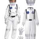 Spooktacular Creations Halloween Astronaut Costume for Kids, Unisex Astronaut Outfit, Toddler Pilot Jumpsuit for Themed Party (3T (3-4 YRS), White)
