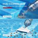 ENHULK Pool Vacuum for Above Ground Pool, Upgraded 13.4" Wide Head & Telescopic Pole, 18.5 GPM Powerful Suction, 60 Mins Runtime, Cordless Handheld Rechargeable Pool Cleaner for Inground Pools, PC15