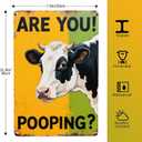 3 x Funny Cow Are You Pooping Sign House Decoration Tin Sign for Bathroom Restroom 8x16 Inch Metal Signs