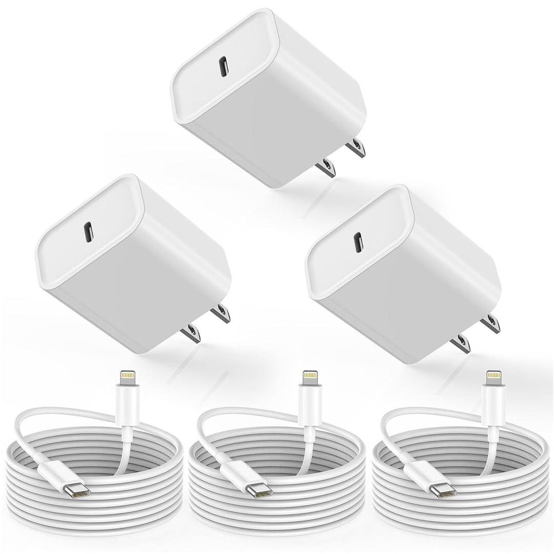 iPhone Charger Cord 10FT,3Pack [MFi Certified] USB C i Phone 14 Fast Charger Apple Charging Travel Plug Charging Block Quick Apple Cord Lightning Cable for iPhone 14/13/12/11 Pro Max/XR/XS/SE2022/iPad