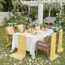 Light Yellow Cheesecloth Table Runner,6 Pack 21x120Inch-Gauze Table Runner Boho Cheese Cloth Table Runner for Wedding, Bridal & Baby Shower, Birthday Party,Spring Easter,Holiday Home Decor