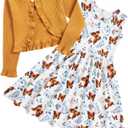 Toddler Girl Sleeveless Dresses and Long Sleeve Ruffle Cardigan 2 Piece Fall Outfits for 2-8T (3-4T, A3-butterfly 01)