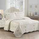 Brilliant Sunshine Grey Angel and Pink Floral Patchwork, 3-Piece Quilt Set with 2 Shams, Reversible Bedspread, Soft Lightweight Coverlet, All-Season, Full/Queen, Pink Grey