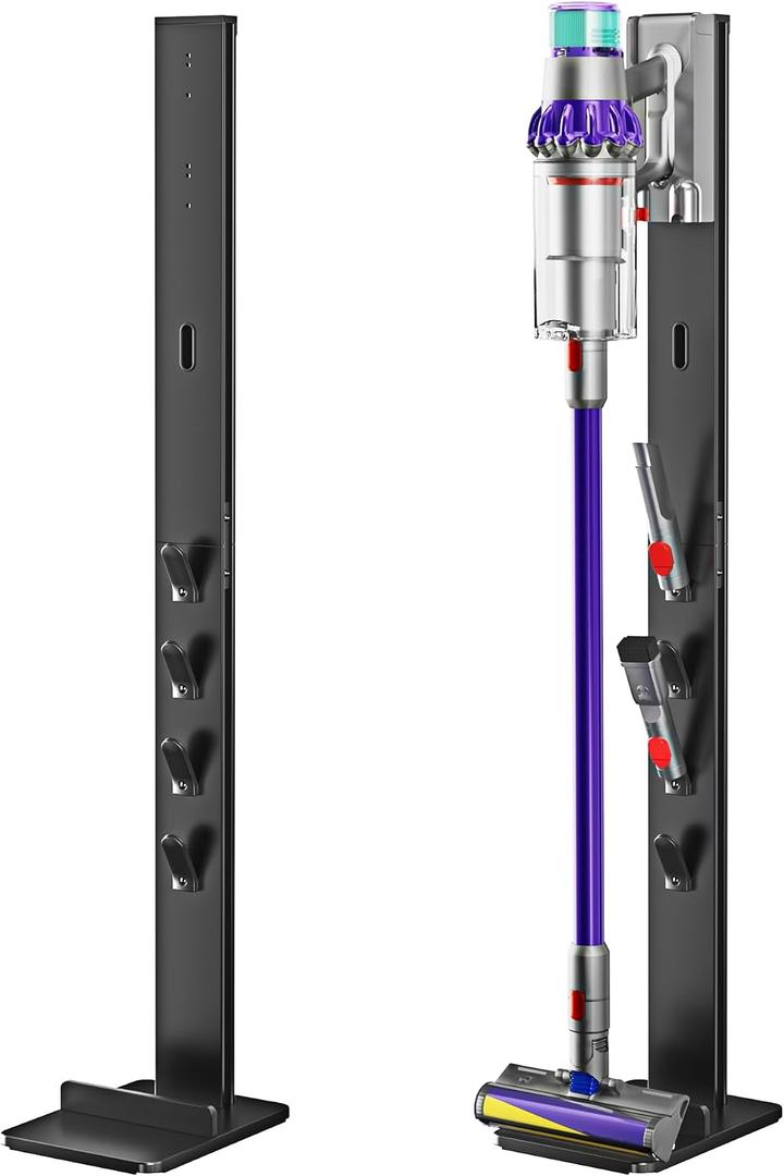 Vacuum Cleaner Stand, Compatible with Dyson Gen5 V15, with 4 Hooks
for V12 V11 V10 V9 V8 V7 V6, Floor Cordless Vacuum Accessory Holder, Attachment Organizer, Black