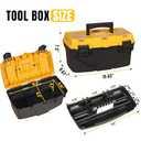 Torin 15.5" Plastic Storage Tool Box with Removable Tray,Small Toolbox Organizer With Screw Box, Black/Yellow ATRJH-3015T