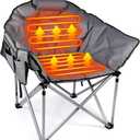 Suteck Oversized Heated Camping Chair, Heated Chairs Outdoor Sports W/3 Heat Levels for Back & Seat, Portable Folding Heated Lawn Chairs for Patio Outdoor Travel, (Battery NOT Included) (Fossil Gray No Battery Pack)
