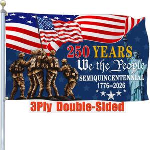 2 x 3 Ply 250 Year American Anniversary Flag Patriotic 250th Anniversary USA Flag 4th of July We The People 1776 Yard Flags For Outside 3x5 Ft Double Sided Outdoor Banner Decorations