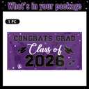 Graduation Decorations 2026 Purple, Graduation Backdrop Banner 71 x 35.5 Inch, Class of 2026 Graduation Party Photo Backdrop