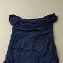 PRETTYGARDEN Wedding Guest Dress 2025 Summer Off Shoulder Ruched Elegant Sexy Bodycon Homecoming Cocktail Party Midi Dress (Large, Navy)