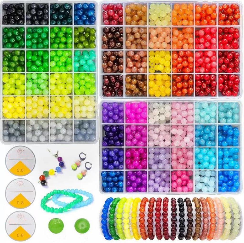 8mm*13mm*6mm Glass Beads 3Box Bracelet Making Kit,144 Assorted Dreamy Series Colorful Crystal Beads for Bracelet and Jewelry Making and DIY Crafts,Friendship Bracelets