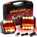 Magnetic Wireless Trailer Lights, 2.4GHz Rechargeable LED Tow Lights Kit with IP67 Waterproof, All-in-One Brake Turn Signal Tail Lights for Truck Trailer RV Boat Camper