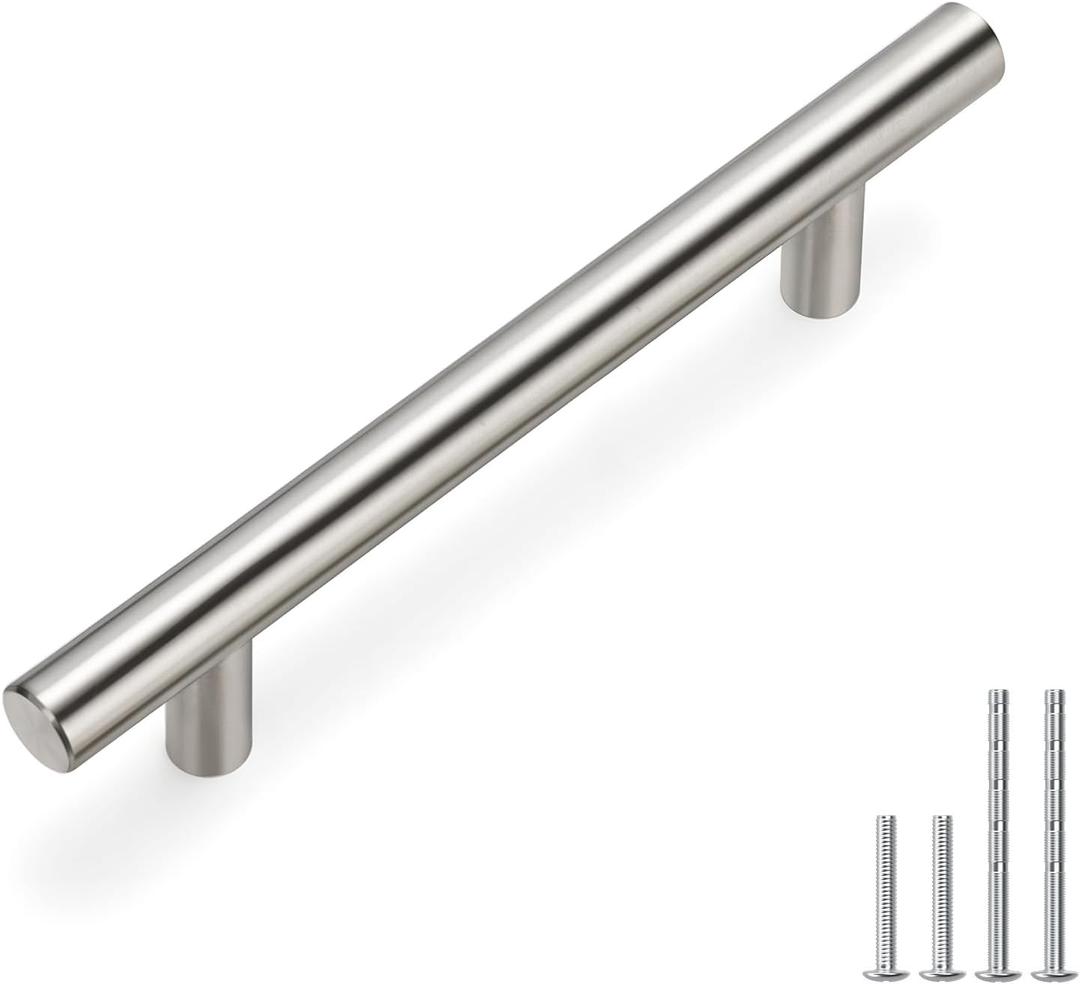 homdiy 96mm Cabinet Handles Drawer Pulls - HD201SN Cabinet Hardware Brushed Nickel Cabinet Pulls 5 Pack Modern Cupboard Handles for Kitchen Cabinets (3-3/4in hole centers)