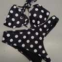 Women Polka Dot Bikini Sets Sexy Halter String Triangle High Cut Cheeky 2 Piece Bathing Suit (Black, S)