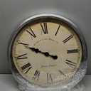 Bernhard Products Large Decorative Wall Clock 20 Inch Silent Non Ticking Battery Operated Quartz Vintage Stylish with Rustic Silver Rim for Home Living Room Dining Room Kitchen & Over Fireplace