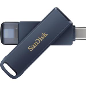 SanDisk 256GB Phone Drive for iPhone - Works with iPhone 15 and Newer (USB-C Connector) and iPhone 14 and Older (Lightning Connector), Metallic Sky - SDIXD0N-256G-GN6NE