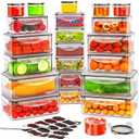 JSCARES 44 PCS Food Storage Container with Lid (22 Lids & 22 Containers) - Leakproof Meal-Prep Containers for Kitchen Storage Reusable Plastic Microwave/Dishwasher Safe with Labels & Pen (5-22 Pack)