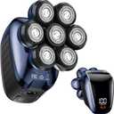 Head Shavers for Bald Men: 5-in-1 Electric Razor - Waterproof Wet Dry Shaving - Professional Grooming Kit for Balder - Rechargeable Head Shavers for Face/Beard Use (Dark Blue)