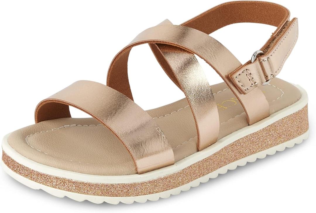The Children's Place girls Baby Girls and Toddler Platform Sandals With Adjustable Ankle Strap