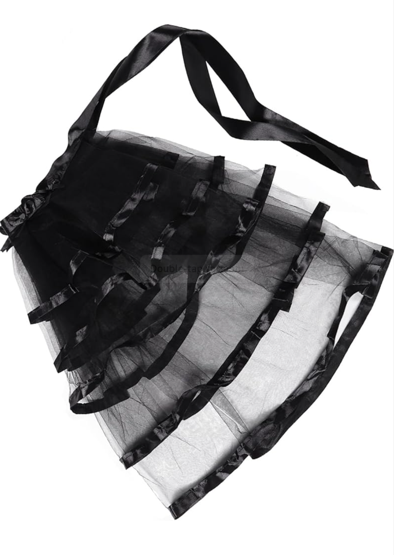 Gatuida Tulle Skirt for Women Dance Belt Gothic Steampunk Costume Tie Half Skirt Wedding Black