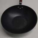 21st & Main Wok, Stir Fry Pan, Wooden Handle, 11 Inch, Lightweight Cast Iron, chefs pan, pre-seasoned nonstick, for Chinese Japanese and other cooking