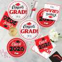 Graduation Decorations 2026, 200 Pcs Class of 2026 Graduation Party Supplies Kit with Paper Plates, Luncheon and Cocktail Napkins, Congrats Grad Decorations for 50 Guests (Red)
