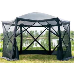 EVER ADVANCED Pop Up Gazebo Screen House Tent for Camping 11.5 ft for 8-10 Person Instant Canopy Shelter with Netting Portable for Outdoor, Backyard