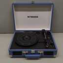 Vinyl Record Player Bluetooth Vintage Portable Suitcase Turntable with Built-in Speakers 3-Speed Belt-Driven Record Player Support RCA Output and Headphone Output