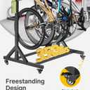 monTEK Freestanding Bike Storage Rack for 5 Bikes, Heavy Duty 350LBS Vertical Bike Stand with 5 Bike Hooks & 6 Helmet Hooks, Indoor and Outdoor Bike Storage Rack with Locking Casters