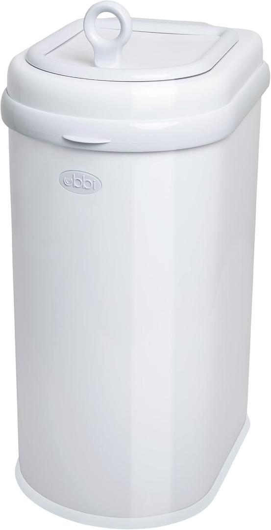 Ubbi Pet Waste Pail, Cat Litter Disposal System, Odor Locking, Stainless Steel, White