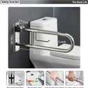 30 Inch Toilet Grab Bar, Fold Down Grab Bar with Paper Holder, Knurled Anti-Slip Grab Bars for Toilet, Stainless Steel Handrails Toilet for Seniors Disabled Elderly Pregnant, Brushed Nickel