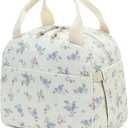 Bluboon Lunch Bag for Women Men Cute Corduroy Lunch Tote Bags Reusable Insulated Lunch Box Large Capacity Reusable Insulated Cooler for Work Picnic or Travel (Corduroy Blue Little Flower 202)