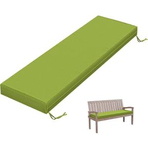 Outdoor Bench Cushion 60 X 18 X 3.5 Inch Thick Waterproof Patio Furniture Cushions, Patio Porch Swing Replacement Seat Pad with Tie Straps and Anti-Slip, for Backyard Garden, Grass Green