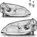 Headlights Assembly W/Bulbs for 2001-2003 Honda Civic 2/4Door | Headlights Assembly with High/Low Beam Bulbs, Headlamp Replacement, Chrome Housing Driver & Passenger Side
