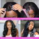 V Part Wig Body Wave Synthetic Wigs for Women 24inch Black Hair V Part Wigs Upgrade U Parts Wig Glueless Full Head Clip in Half WIG for Black Women V Shape No Leave Out Thin Hair