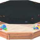 NGB Octagon Sandboxes Cover,with 4 Windproof Hooks 4 Reflective Handles and Elastic Pull Cord 600D Oxford Garden Canopy Sandpit Pool Protection Cover Dustproof and Waterproof (Black,86x79x9inch)