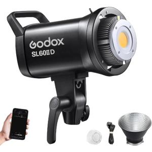 Godox SL60IID 70W LED Video Light, 18600Lux@1M 5600K COB LED Continuous Light, Bluetooth App&2.4G Wireless Remote Control 8 Built-in Fx Effects, TLCI/CRI 97+/96+Bowens Mount Studio Light