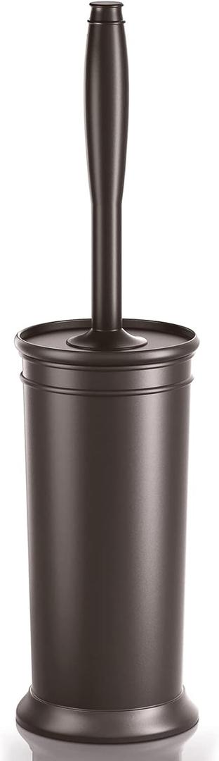 UPTRONIC Toilet Brush, Toilet Bowl Brush with Extra Long Handle Durable Bristles Toilet Scrubber and Covered Holder for Toilet Brush Set for Bathroom Cleaning (Brown, 1 Set)