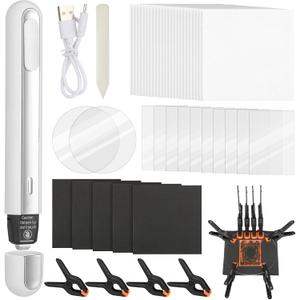 LemonRoad 52 Pcs Trade Card Flattening Kit Sports Card Repair Care Cleaning Tools Include 1 Thermal Pen 2 Clear 6'' Acrylic Sheets 8 Plastic Clamps 5 Pads 1 Bone Folder 10 PC Sheets 25 Heat Paper