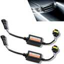 Civwesi Pack-2 Car H11/H8/H9 LED Light Decoder, Radio Audio Led Filter, Anti-Flicker Wiring Harness Error Code Eliminator, Universal for Cars Plug and Play Light Bulb Retrofit Adapter (Black)