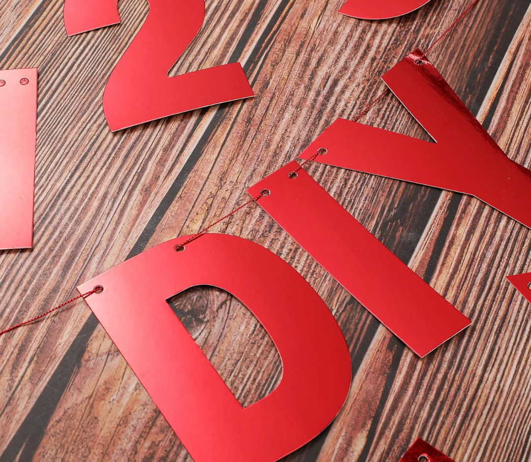 Red Casual Uppercase Ready Letters DIY Letter Kit Glitter Customizable Banner Letters Include for Birthday Halloween Christmas Wedding Valentine Party Decor(Bright Red) Pack Of 2