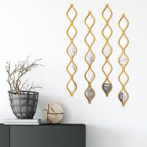 Qunclay Teardrop Mirror Wall Art Decorative Mirror Wall Decor Long Narrow Hanging Art for Apartment Living Room Bathroom Bedroom Entryway(Gold,4 Pcs)