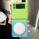 Compatible with Magsafe Case for Galaxy Z Flip 5, Man and Woman Magnetic Cover for Samsung Skin Feel, Liquid Silicone Case for Z Flip 5 with Camera Protection, Green