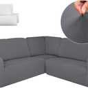 Breling 3 Pcs L Shaped Couch Covers for Sectional Corner Sofa Stretch 5 Seat Washable Corner Sofa Slipcover Sectional Couch Protector for Living Room(Light Gray,Milk Silk)