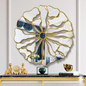 Gold Wall Mirrors Decorative, 32 Large Round Mirrors for Wall Decor, Flower Shaped Decorative Wall Mirror for Living Room, Bedroom, Dining Room