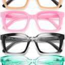 2 x AABV Oversized Funky Reading Glasses for Women/Men Readers,Blue Light Blocking with Spring Hinges,Anti UV Ray/Glare/Eyestrain (4-pack Mix)