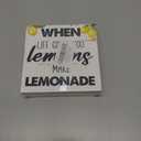 Motivational Office Decor, When Life Gives You Lemons Make Lemons Wooden Block Sign 5x5x1 INCH, Funny Lemon Quote Plaque, Inspirational Kitchen Wall Art